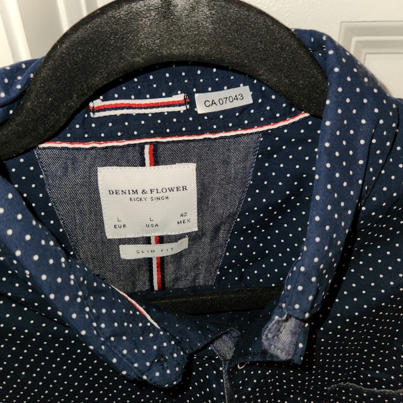 Denim and flower sorry sleeved button up - Picture 2 of 2